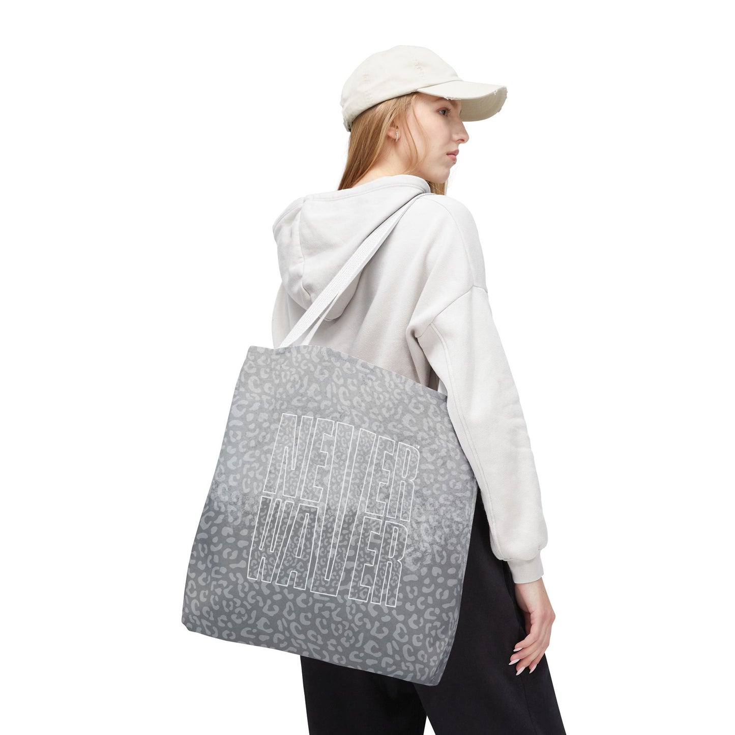 Never Waver Mamma Gray Leopard Tote Bag (AOP)