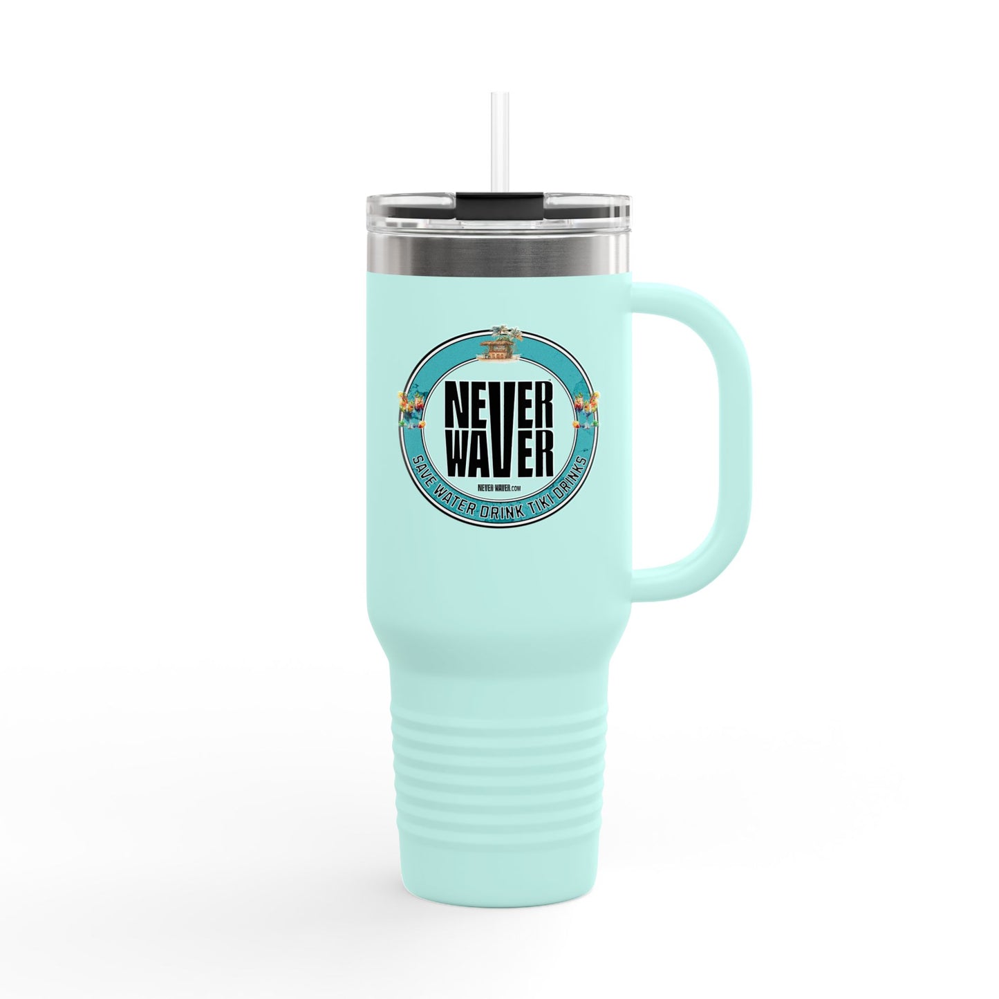 Never Waver Save Water Drink Tiki Drinks Insulated Travel Mug, 40 oz