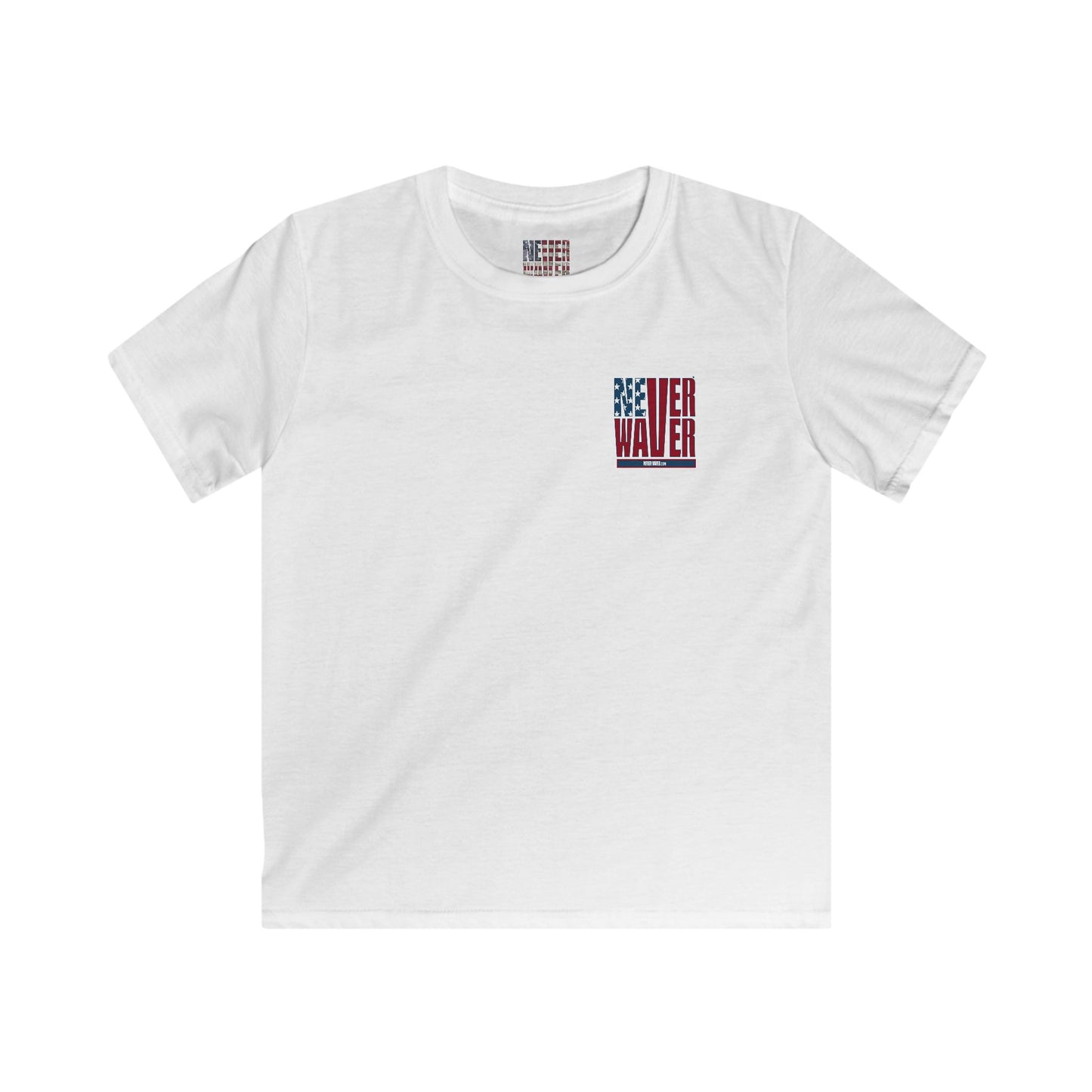 Never Waver Stylized Flag Design Kids Softstyle Tee