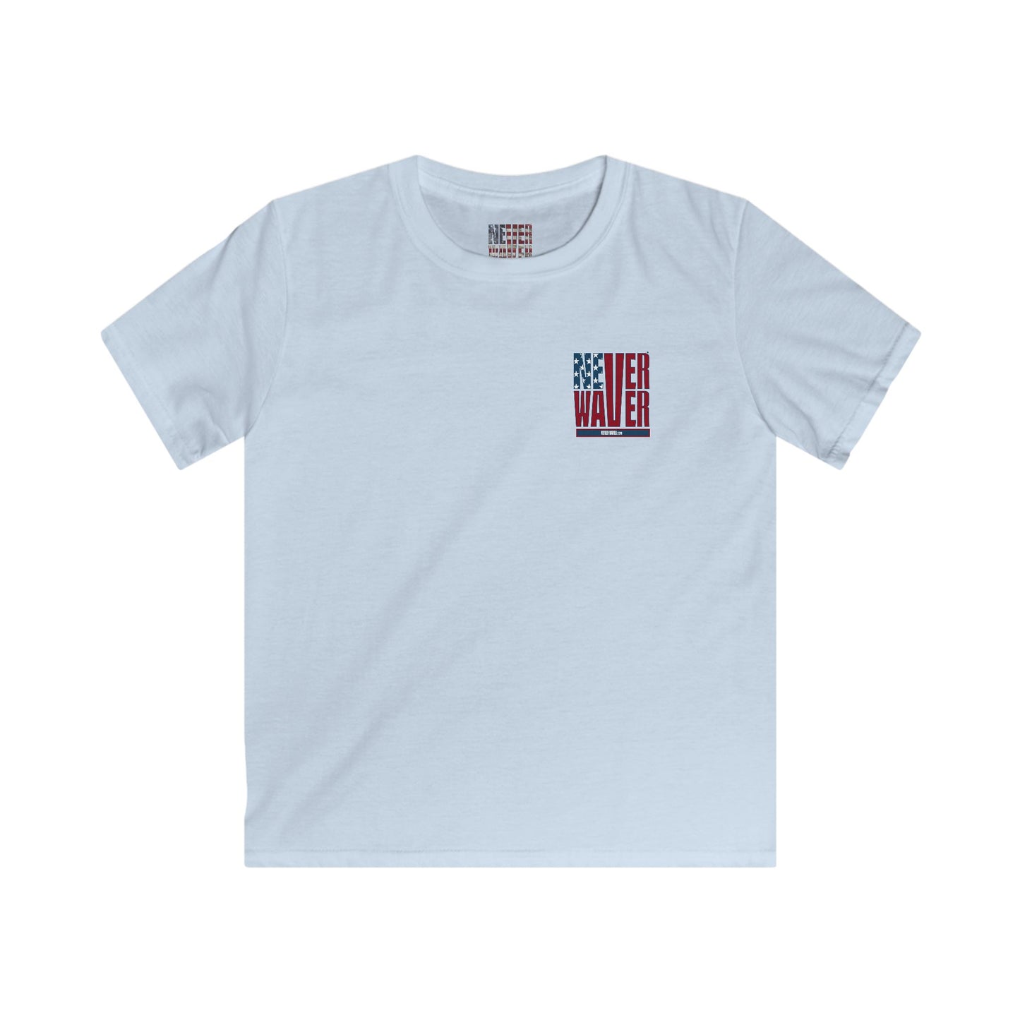 Never Waver Stylized Flag Design Kids Softstyle Tee