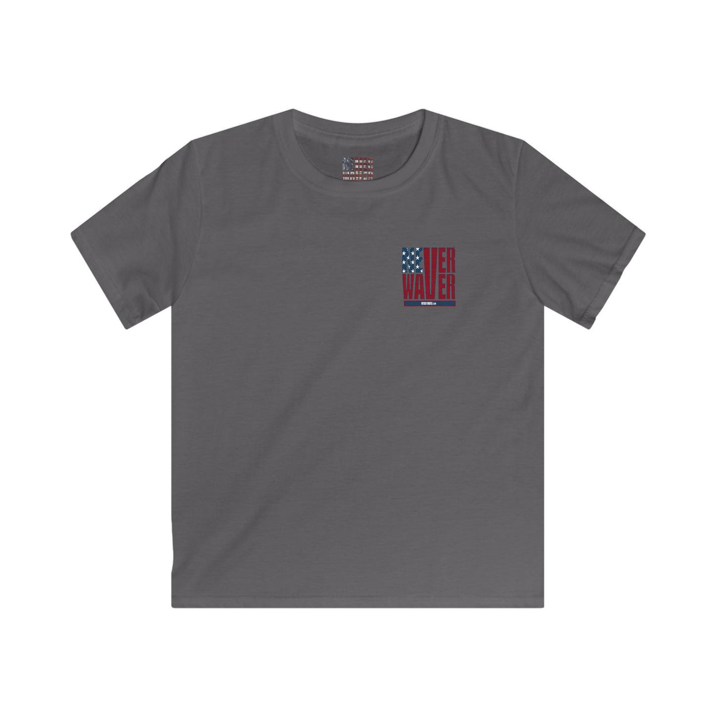 Never Waver Stylized Flag Design Kids Softstyle Tee