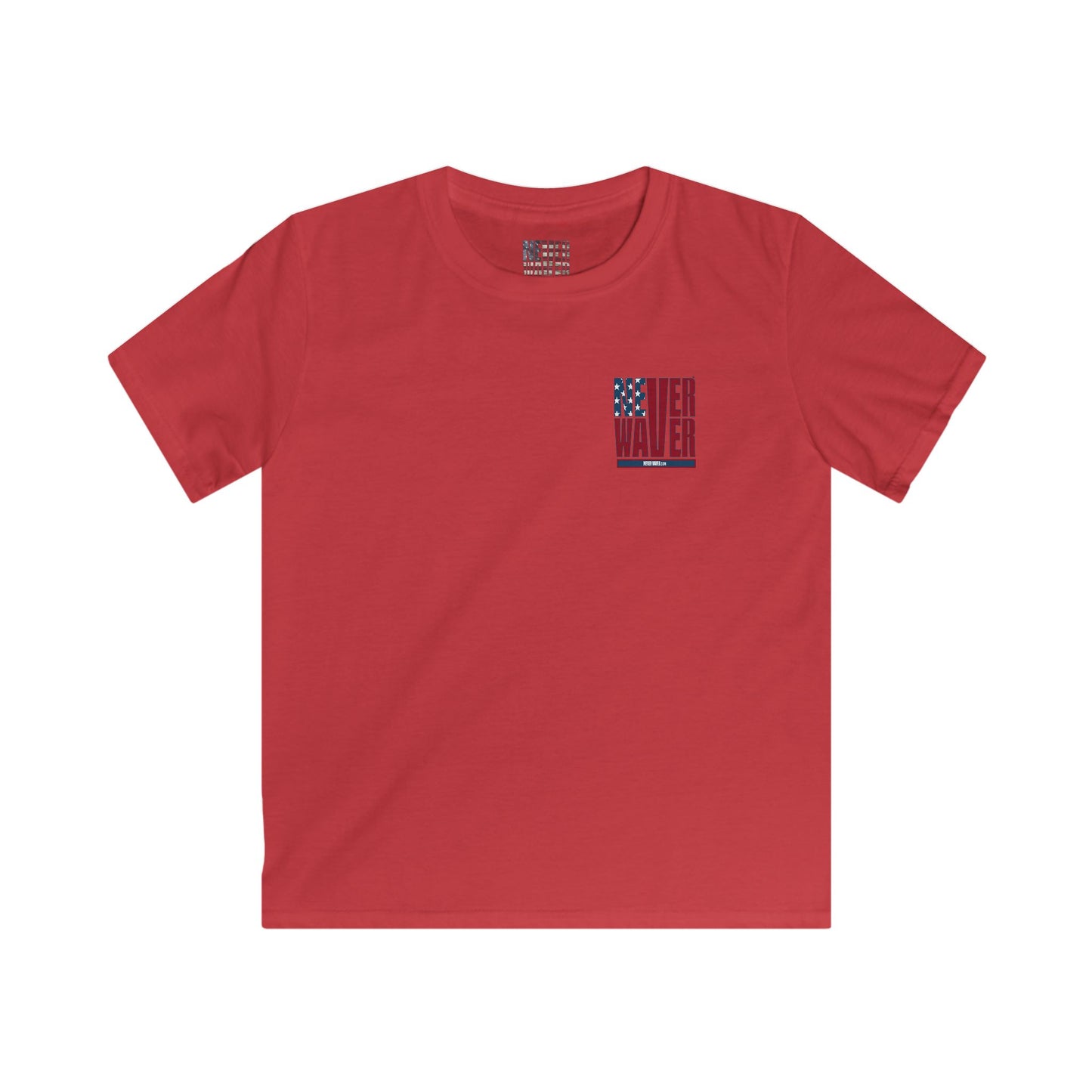 Never Waver Stylized Flag Design Kids Softstyle Tee
