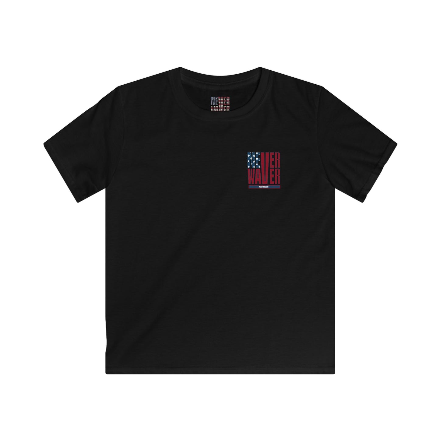 Never Waver Stylized Flag Design Kids Softstyle Tee