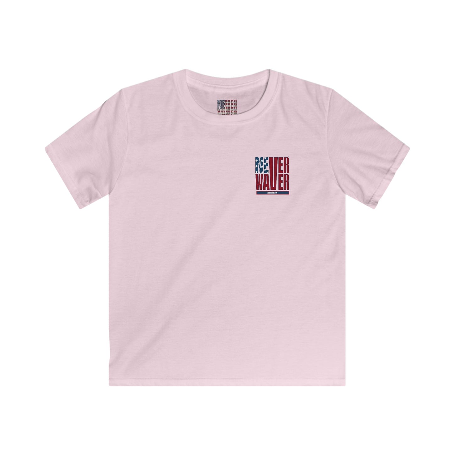 Never Waver Stylized Flag Design Kids Softstyle Tee