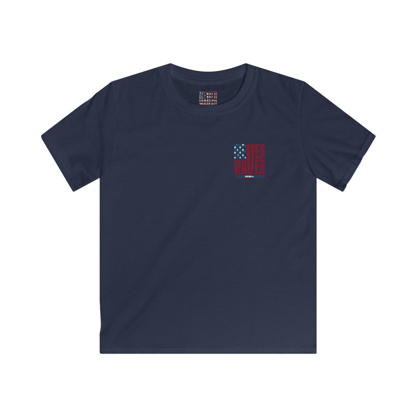Never Waver Stylized Flag Design Kids Softstyle Tee