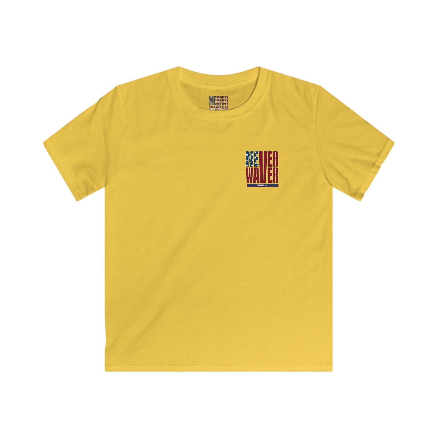 Never Waver Stylized Flag Design Kids Softstyle Tee