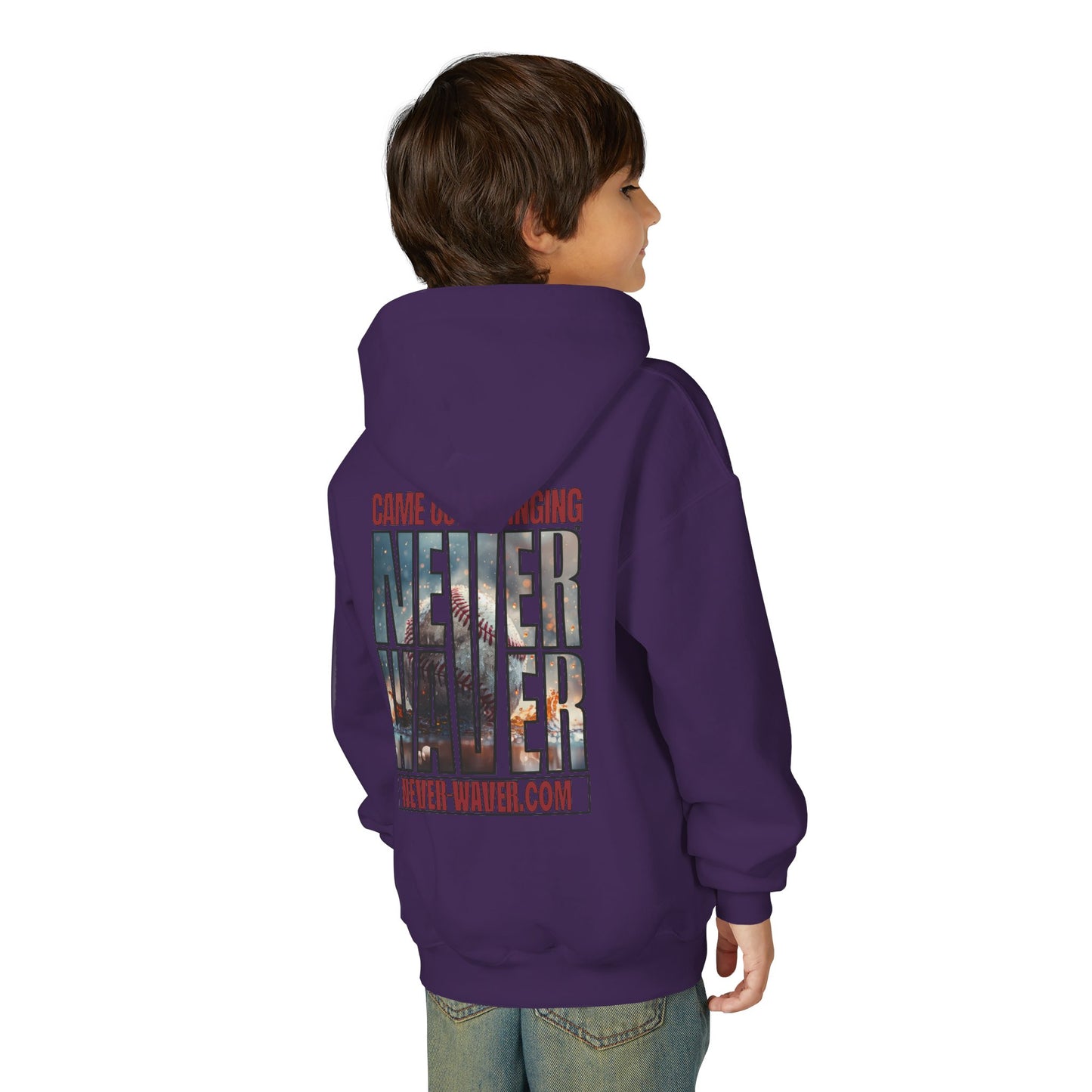 Never Waver Graphic Youth Hoodie - 'Came Out Swinging'