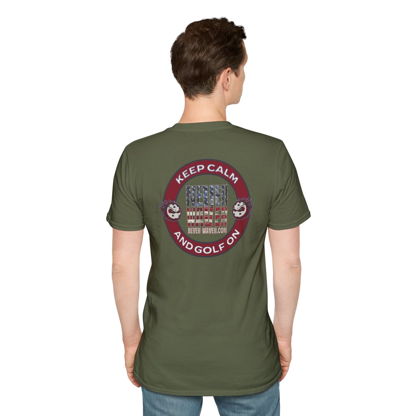 Keep Calm Never Waver And Golf On  Unisex Soft style T-Shirt