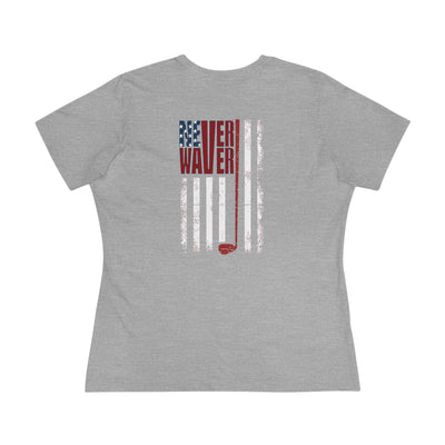 Never Waver American Flag with Golf Club Women's Cotton Tee