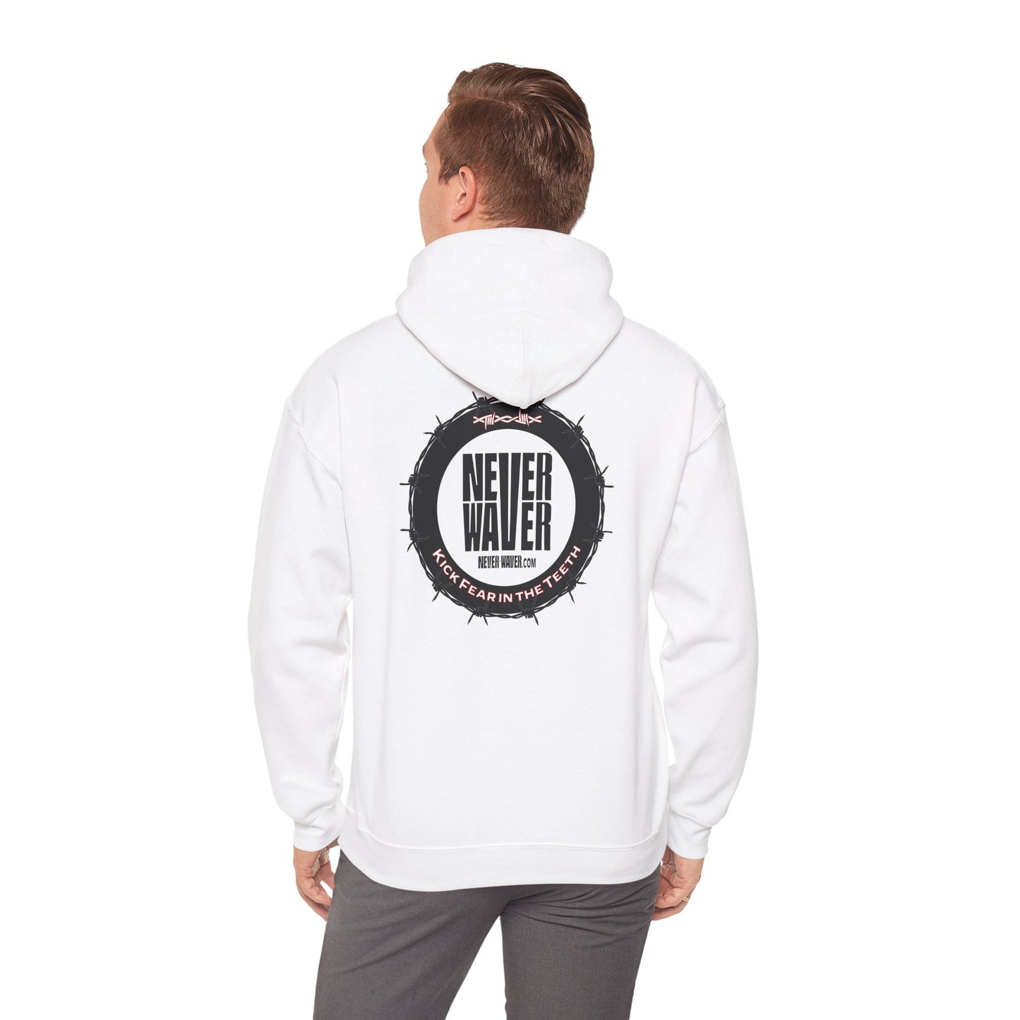 NEVER WAVER KICK FEAR IN THE TEETH Unisex Heavy Blend™ Hooded Sweatshirt
