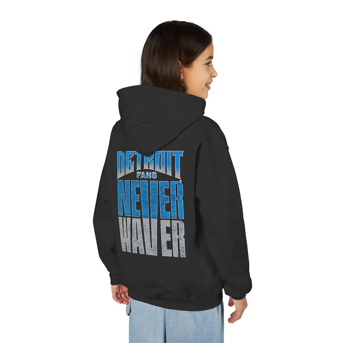 Detroit Fans Never Waver Youth Heavy Blend Hooded Sweatshirt