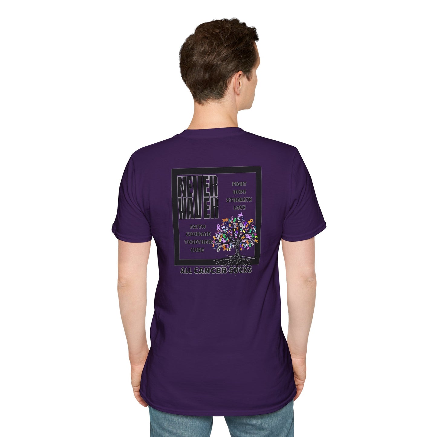Cancer Awareness Tree Unisex T-Shirt Never Waver Tree of Cancer Ribbons ALL CANCERS SUCK!