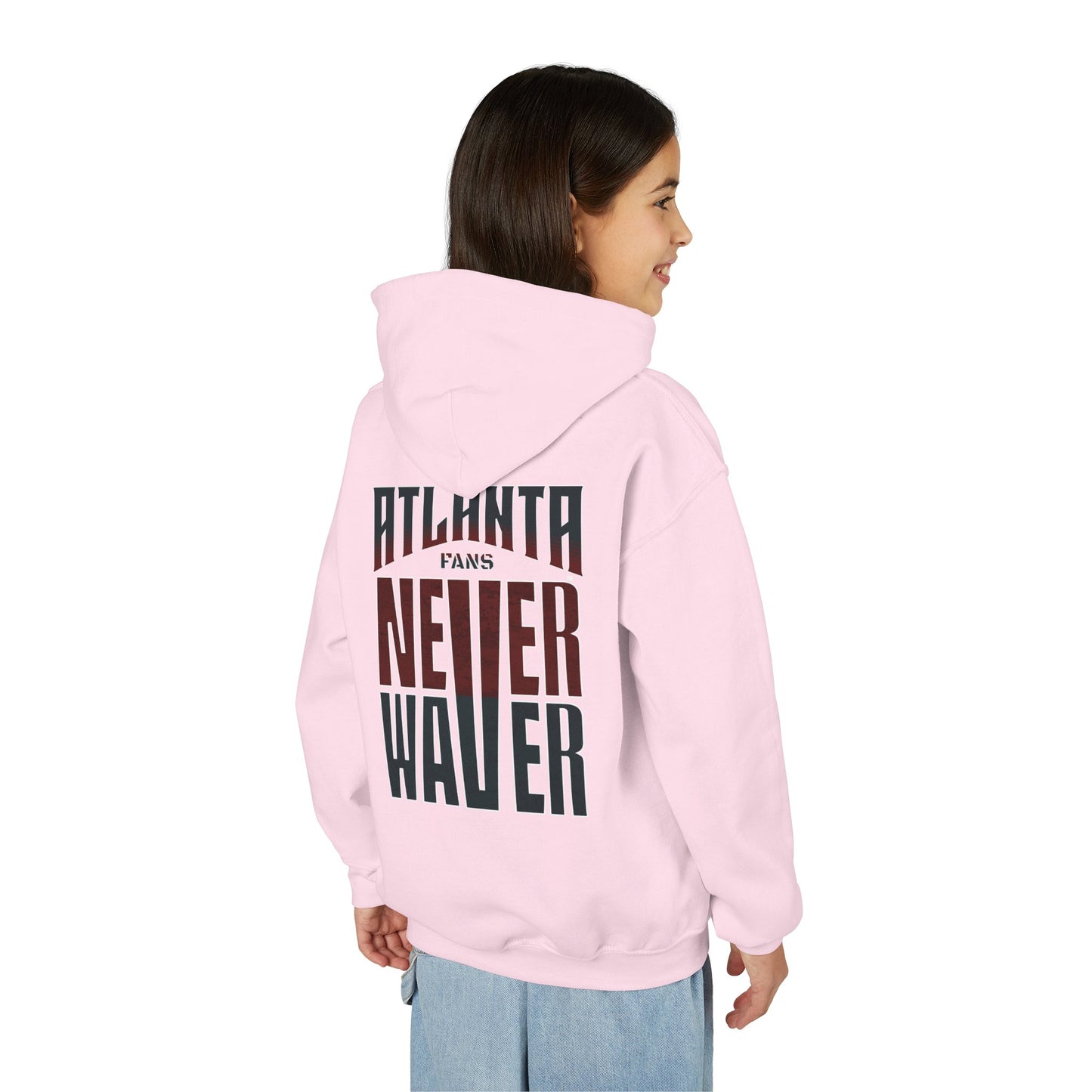 Atlanta Fans Never Waver Youth Heavy Blend Hooded Sweatshirt