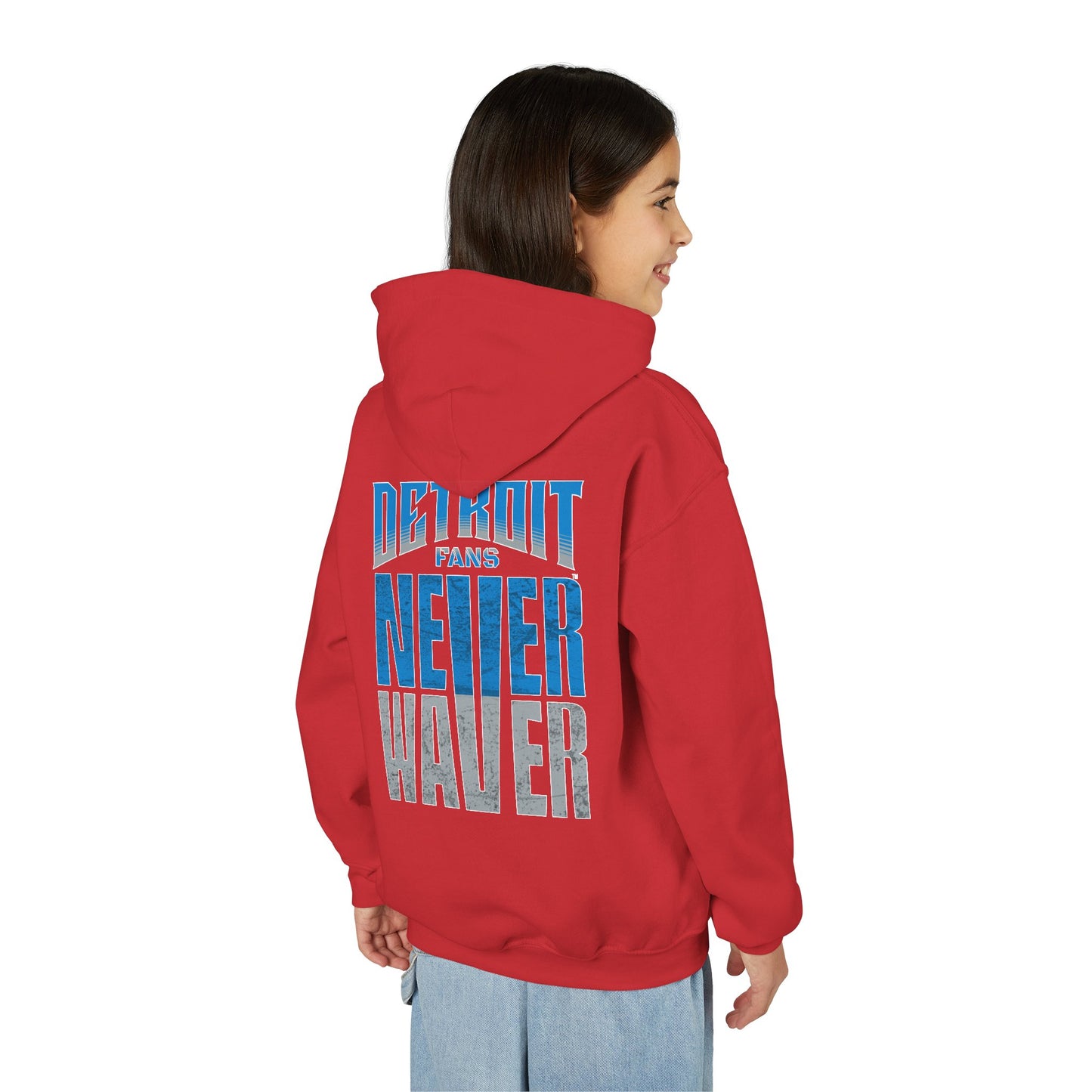 Detroit Fans Never Waver Youth Heavy Blend Hooded Sweatshirt