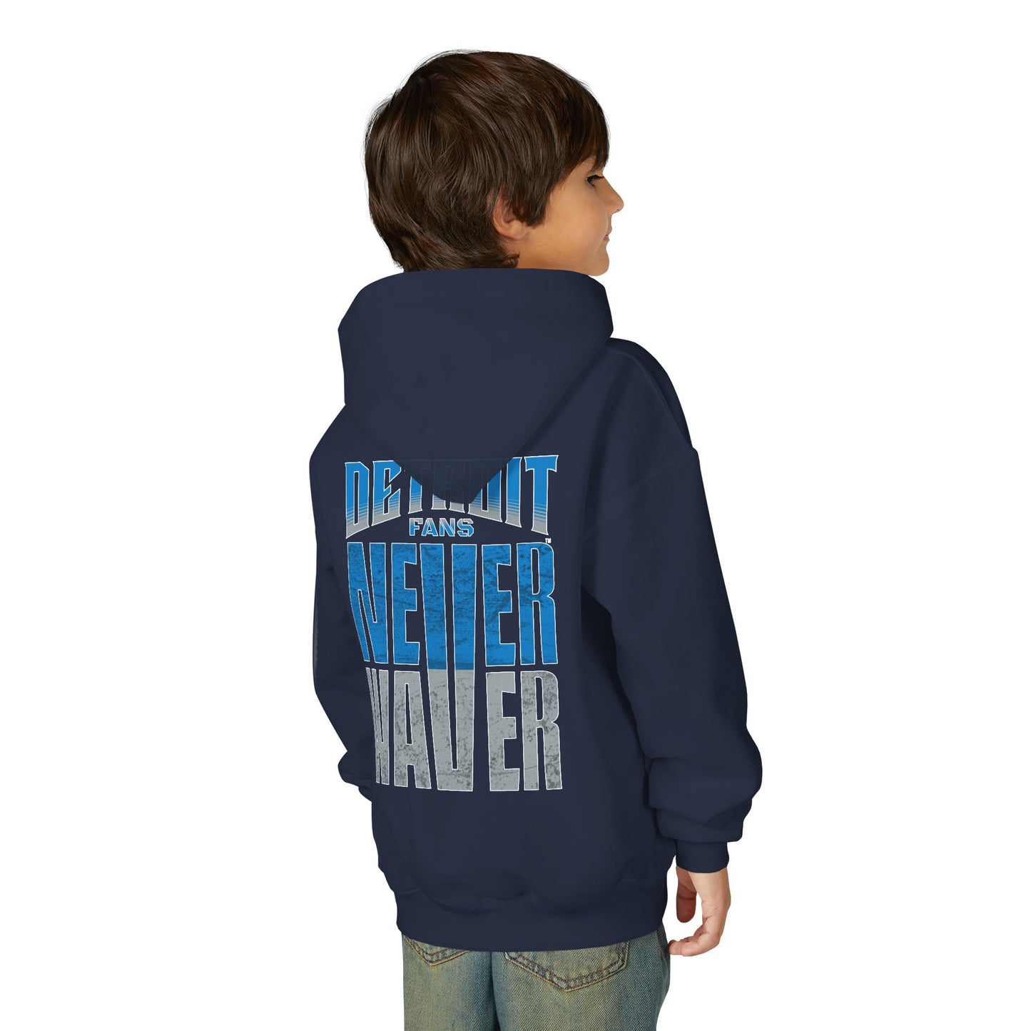 Detroit Fans Never Waver Youth Heavy Blend Hooded Sweatshirt