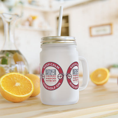 Keep Calm Never Waver and Golf On Mason Jar Cup - Perfect for Golf Lovers!