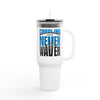 Carolina Fans Never Waver W- Leopard Football Insulated Travel Mug, 40oz
