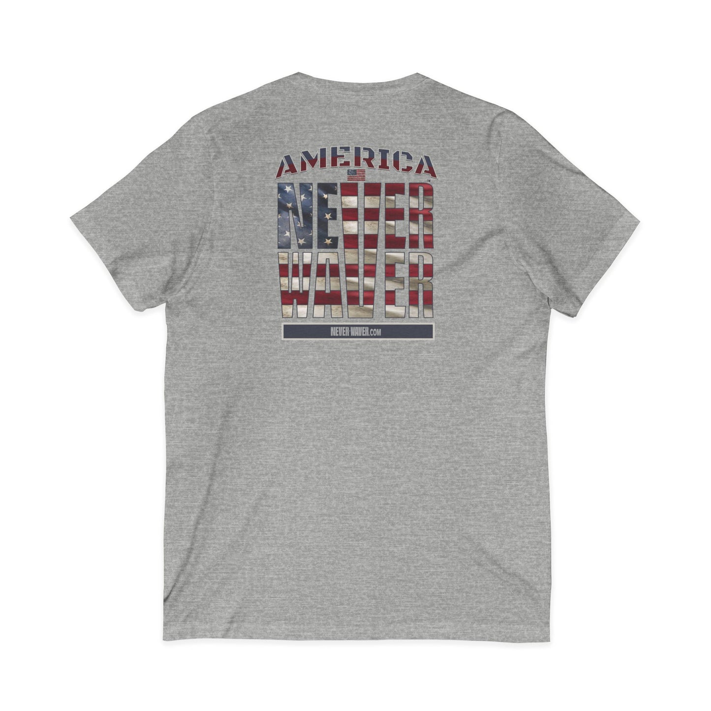 'America Never Wavers' Patriotic Shirt Unisex V-Neck Tee