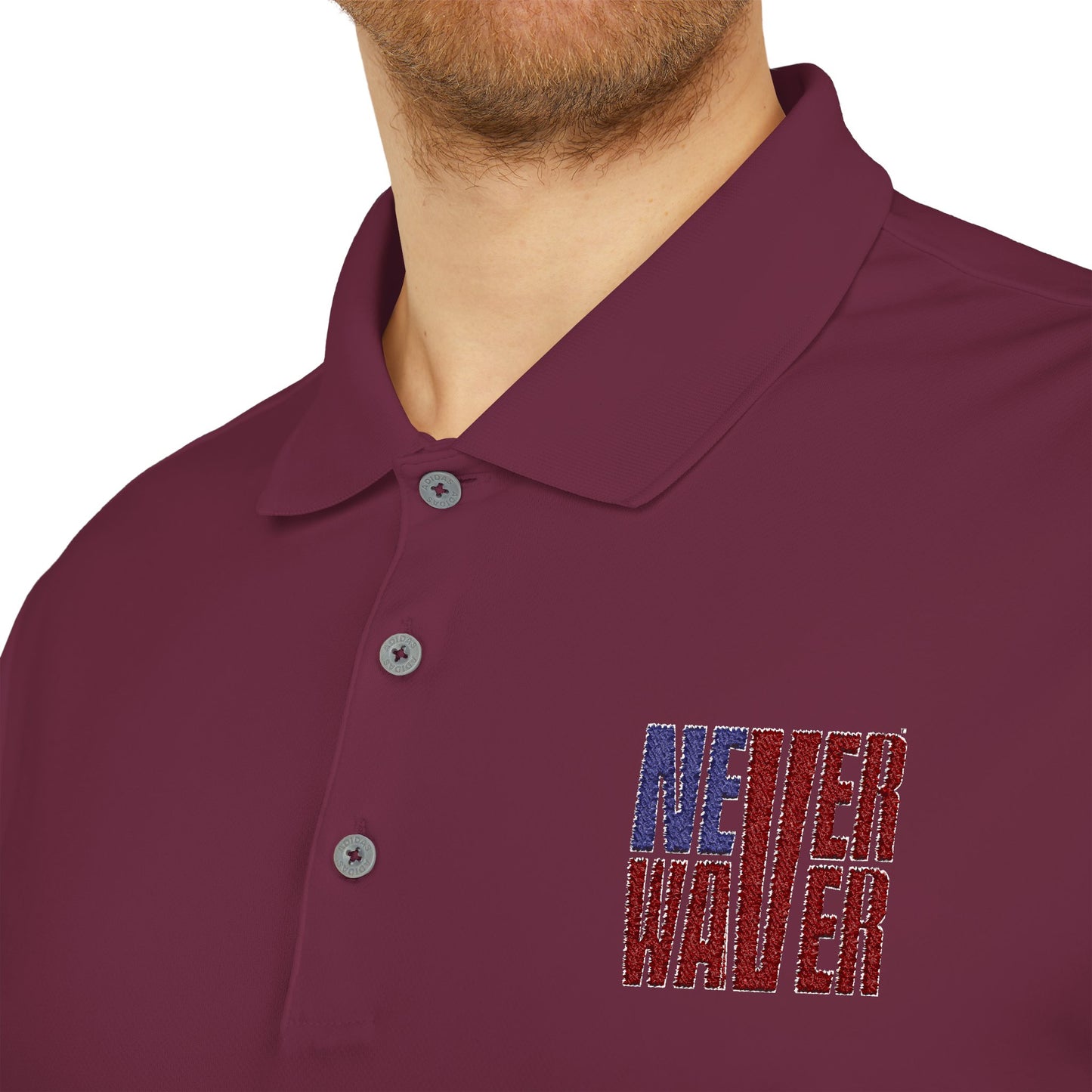 Never Waver Embroidered adidas Unisex Performance Polo