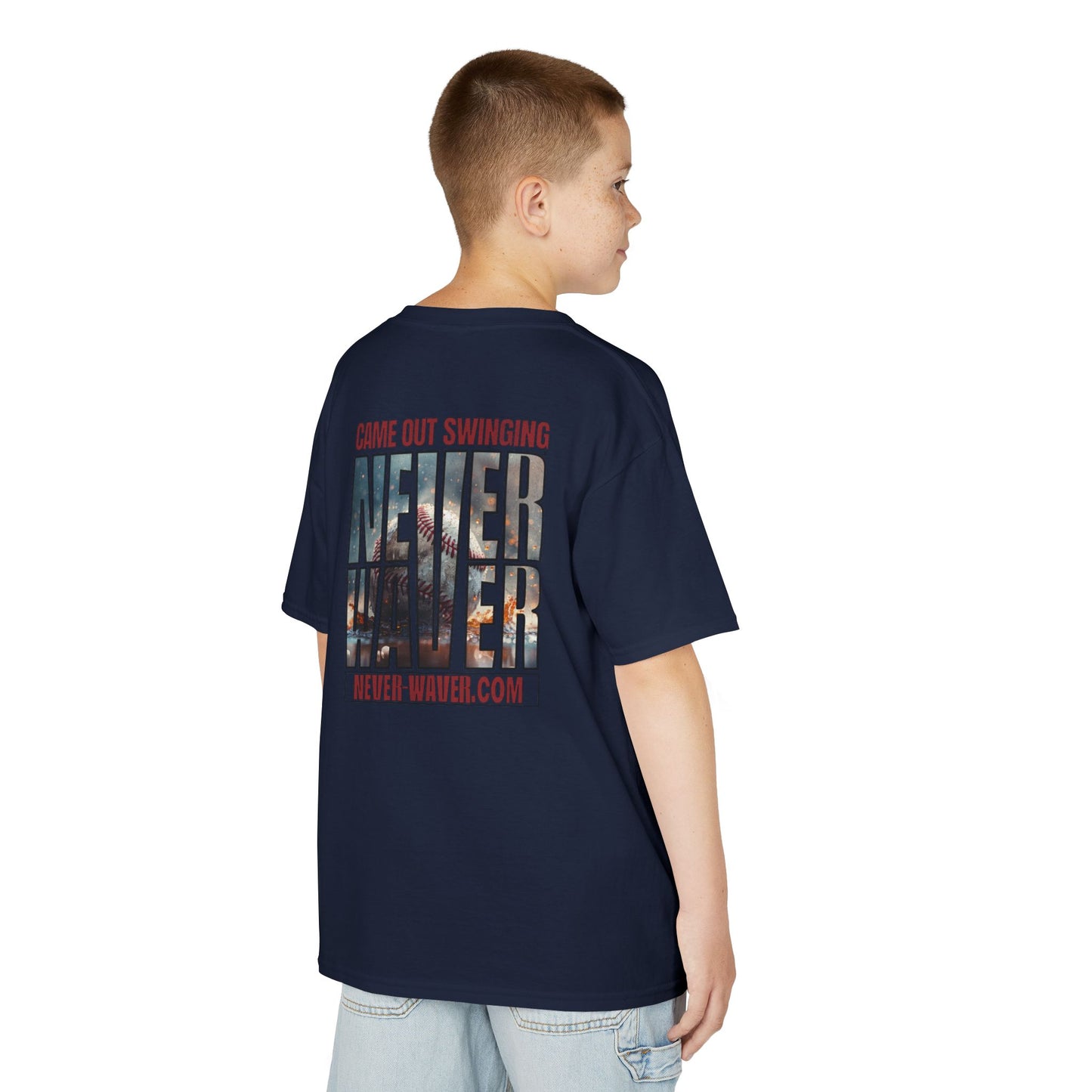 Kids T-Shirt - "Came Out Swinging" Never Waver Graphic Tee (Youth)