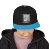 Never Waver Embroidered Square Script Snapback Hat — Bold Monochrome Streetwear