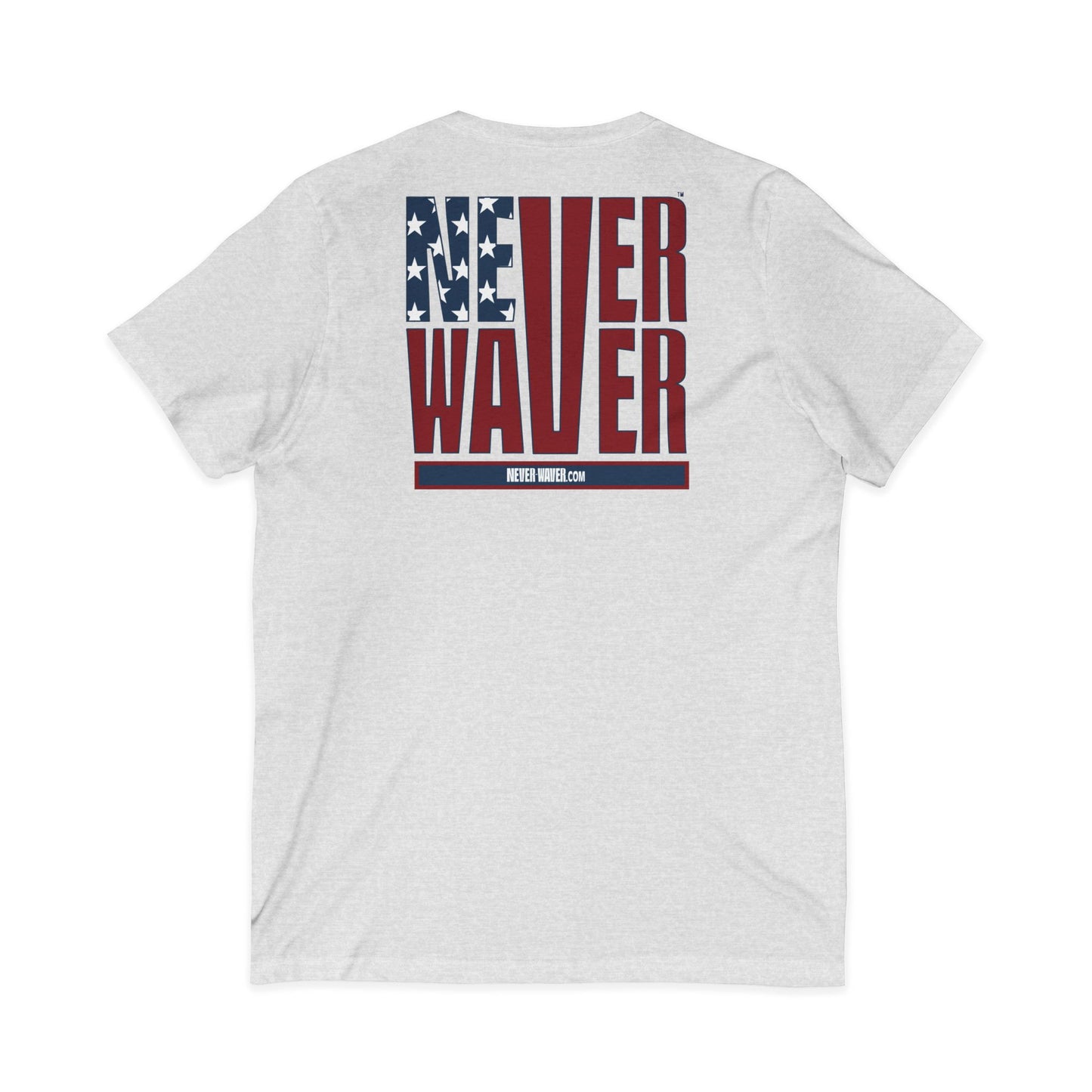 Never Waver Stylized Flag Design Unisex Jersey Short Sleeve V-Neck Tee
