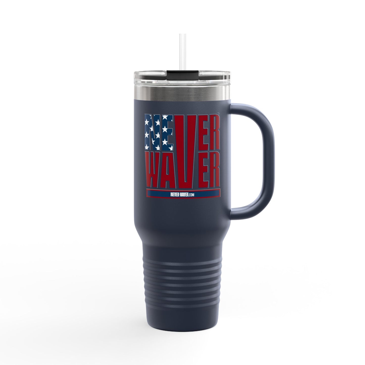 Never Waver Stylized Flag Design  Insulated Travel Mug, 40oz