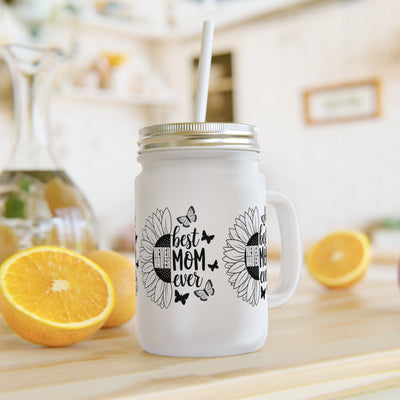 Never Waver Best Mom Ever Mason Jar with Straw - Perfect Gift for Mother's Day or Independence Day