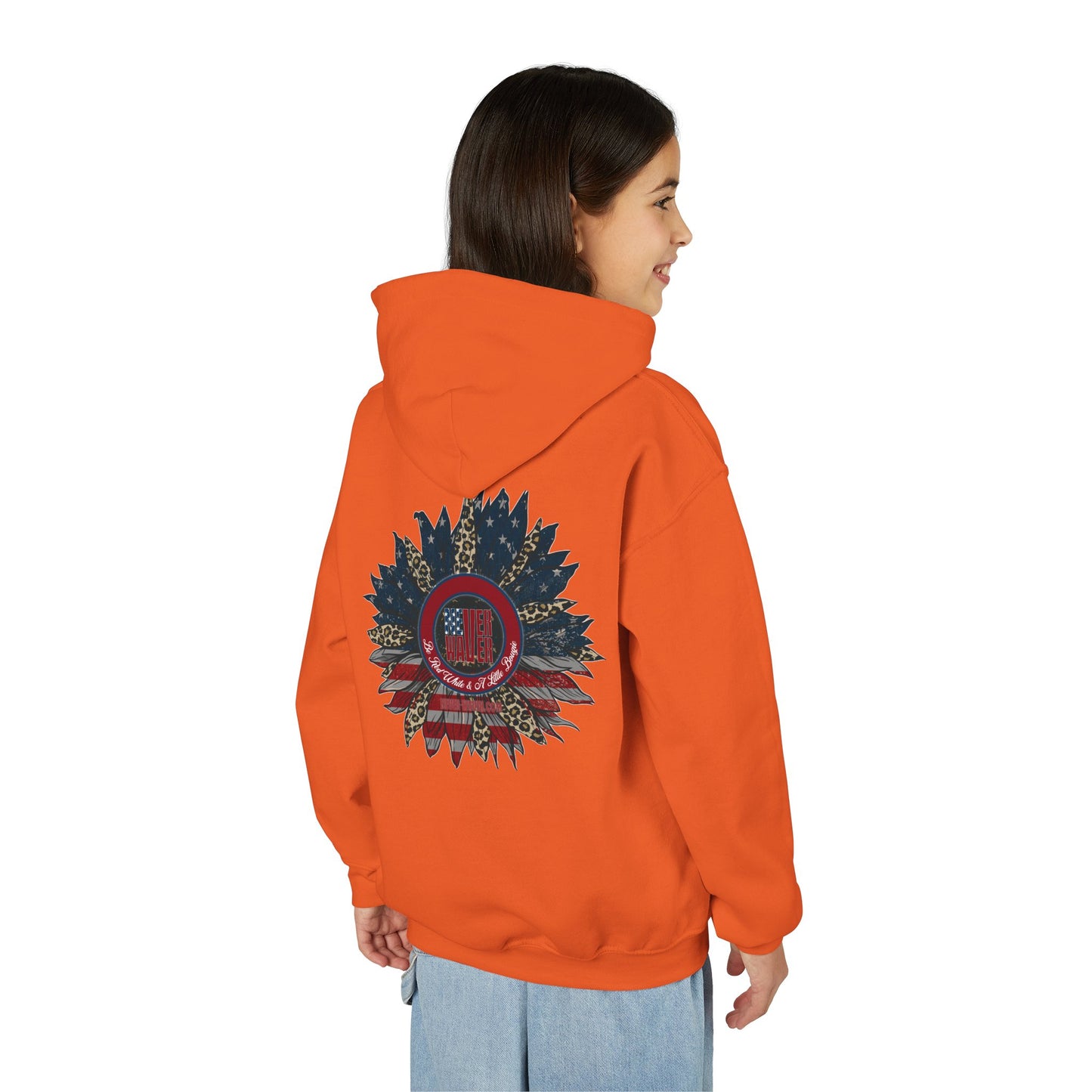 " Never Waver Be Red White and- A Little Bougie" Motivational Youth Heavy Blend Hoodie