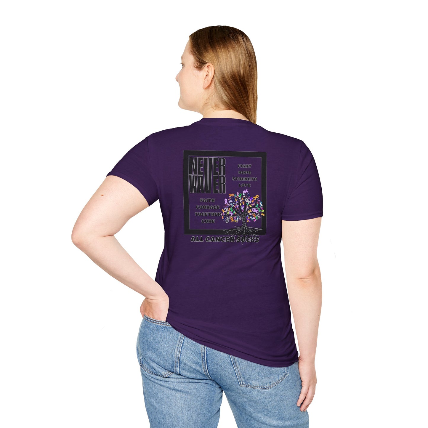 Cancer Awareness Tree Unisex T-Shirt Never Waver Tree of Cancer Ribbons ALL CANCERS SUCK!
