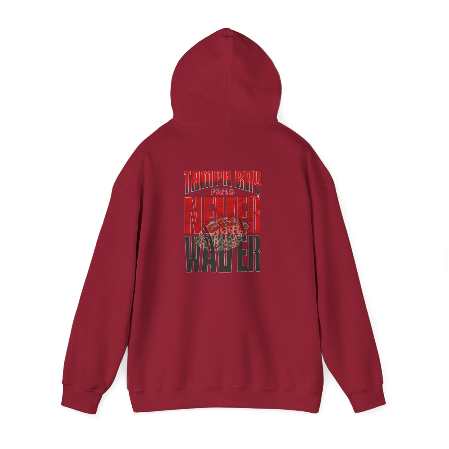 Tampa Bay Fans  Never Waver  w Leopard Football Unisex Heavy Blend™ Hoodie - Perfect for Sports Fans