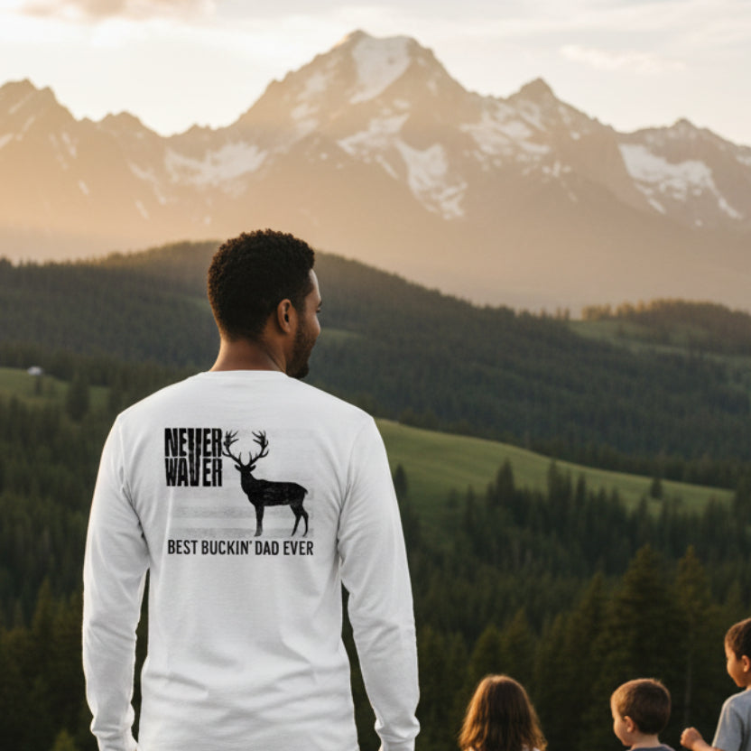 Never Waver Best Buckin' Dad Ever Design Unisex Long Sleeve Pocket T-Shirt -