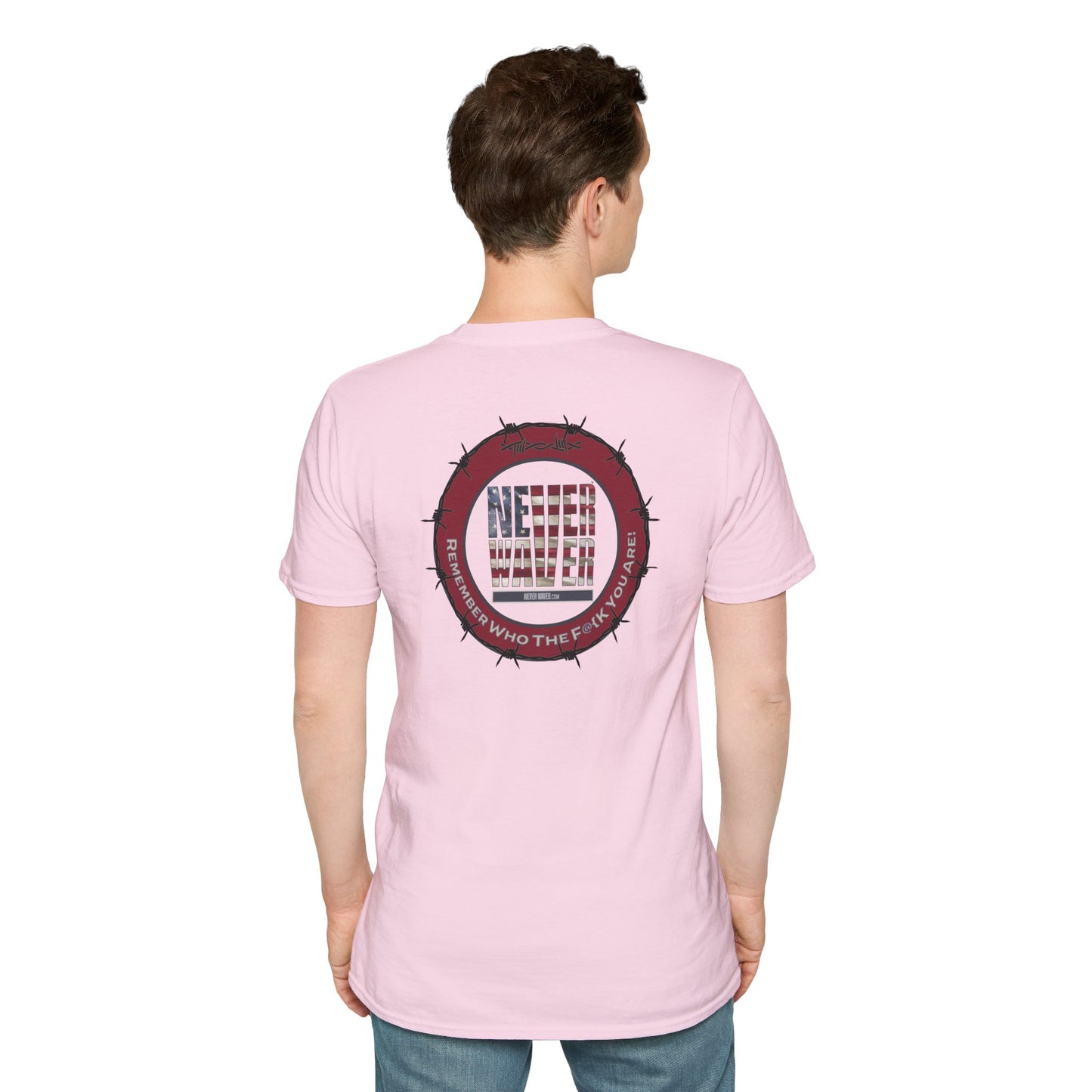'Never Waver Remember who the F@{k you are' Circular Barbed-Wire Logo Graphic T-Shirt