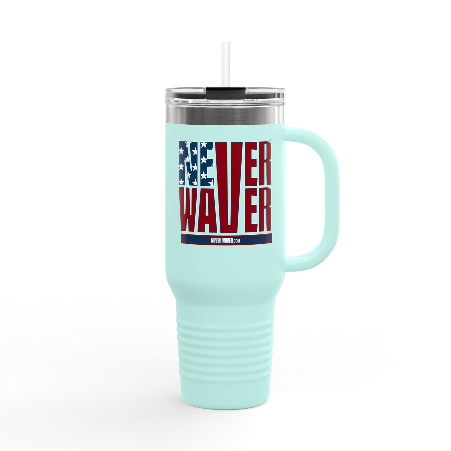 Never Waver Stylized Flag Design  Insulated Travel Mug, 40oz