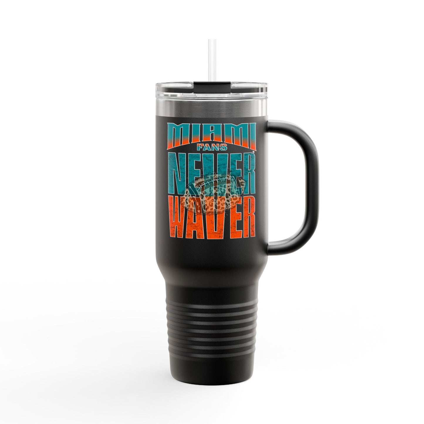 Miami Fans Never Waver W-Leopard Football Insulated Travel Mug, 40oz