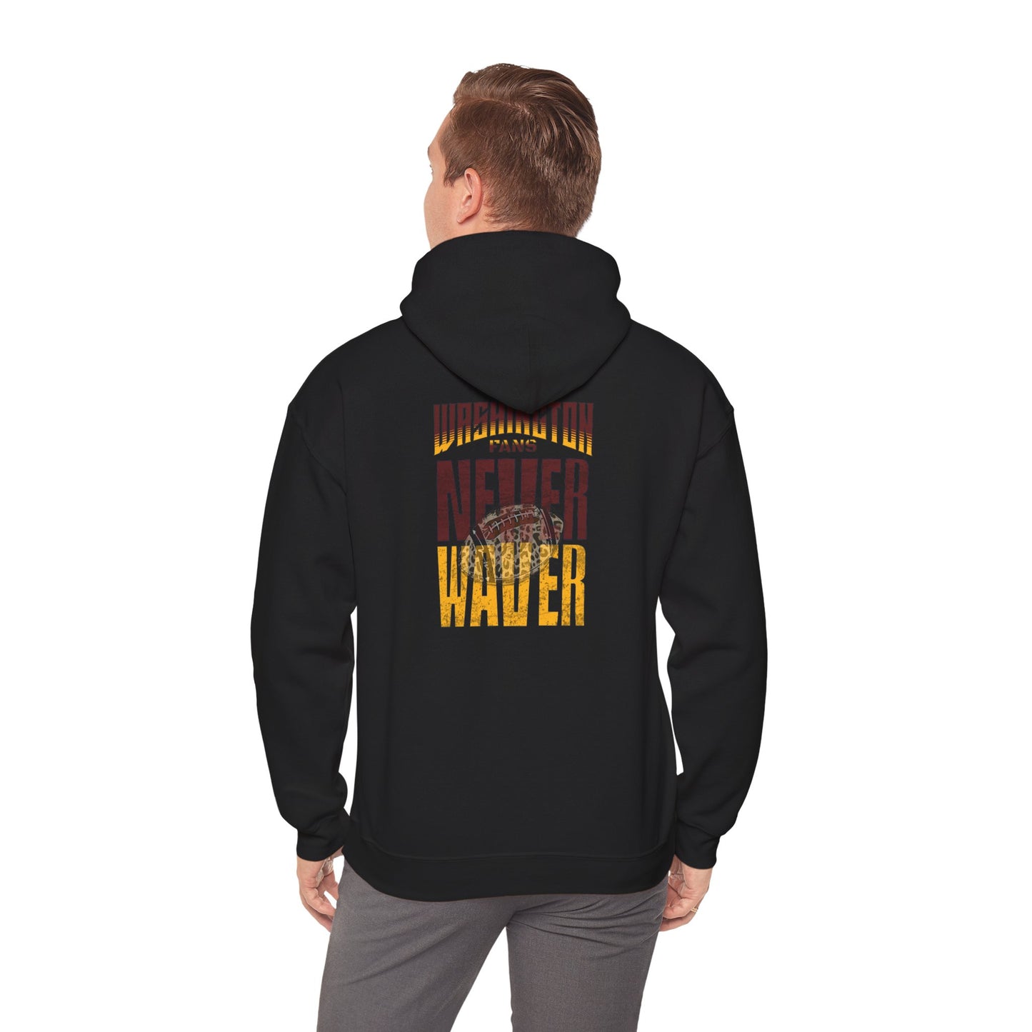 Unisex Heavy Blend™ Hooded Sweatshirt - Washington Fans Never Waver W Leopard Football- Perfect for Sports Fans