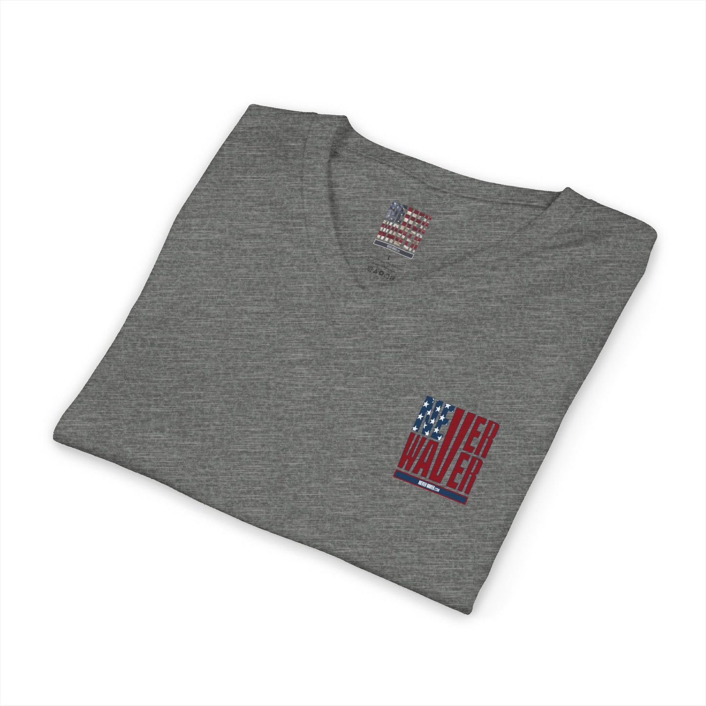 Never Waver Like This Mom V-Neck Tee for Moms - Patriotic Short Sleeve Shirt
