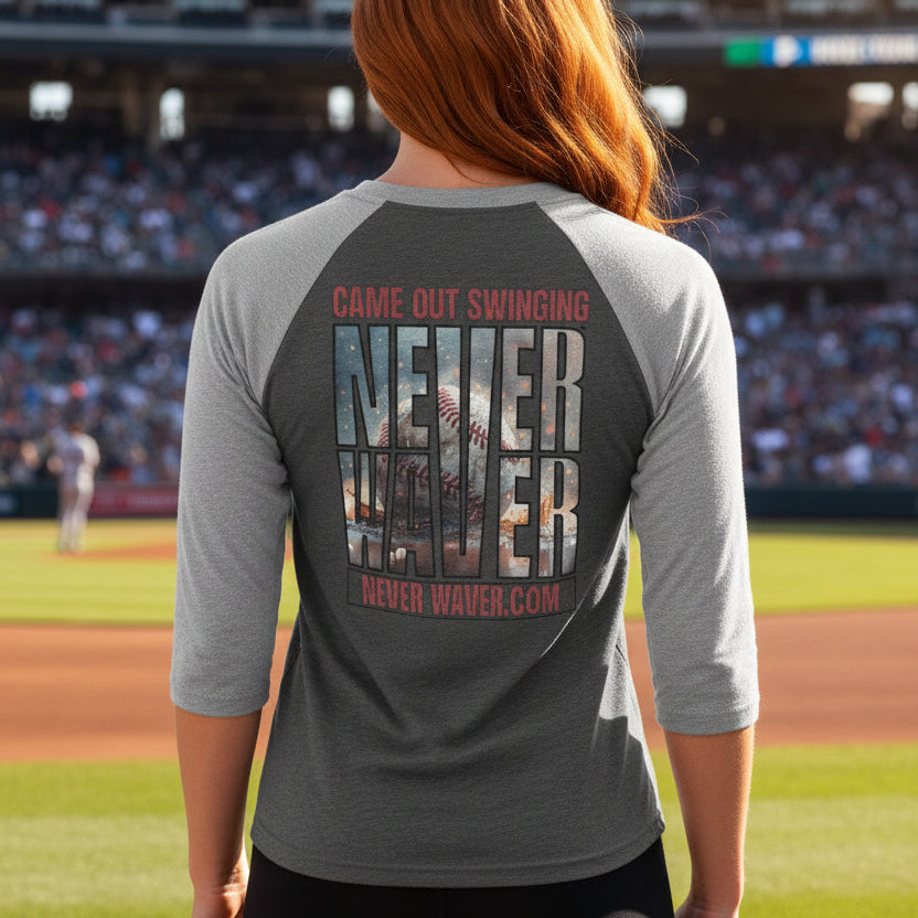 Never Waver Raglan Tee – 'Came Out Swinging' Adventure Baseball Shirt