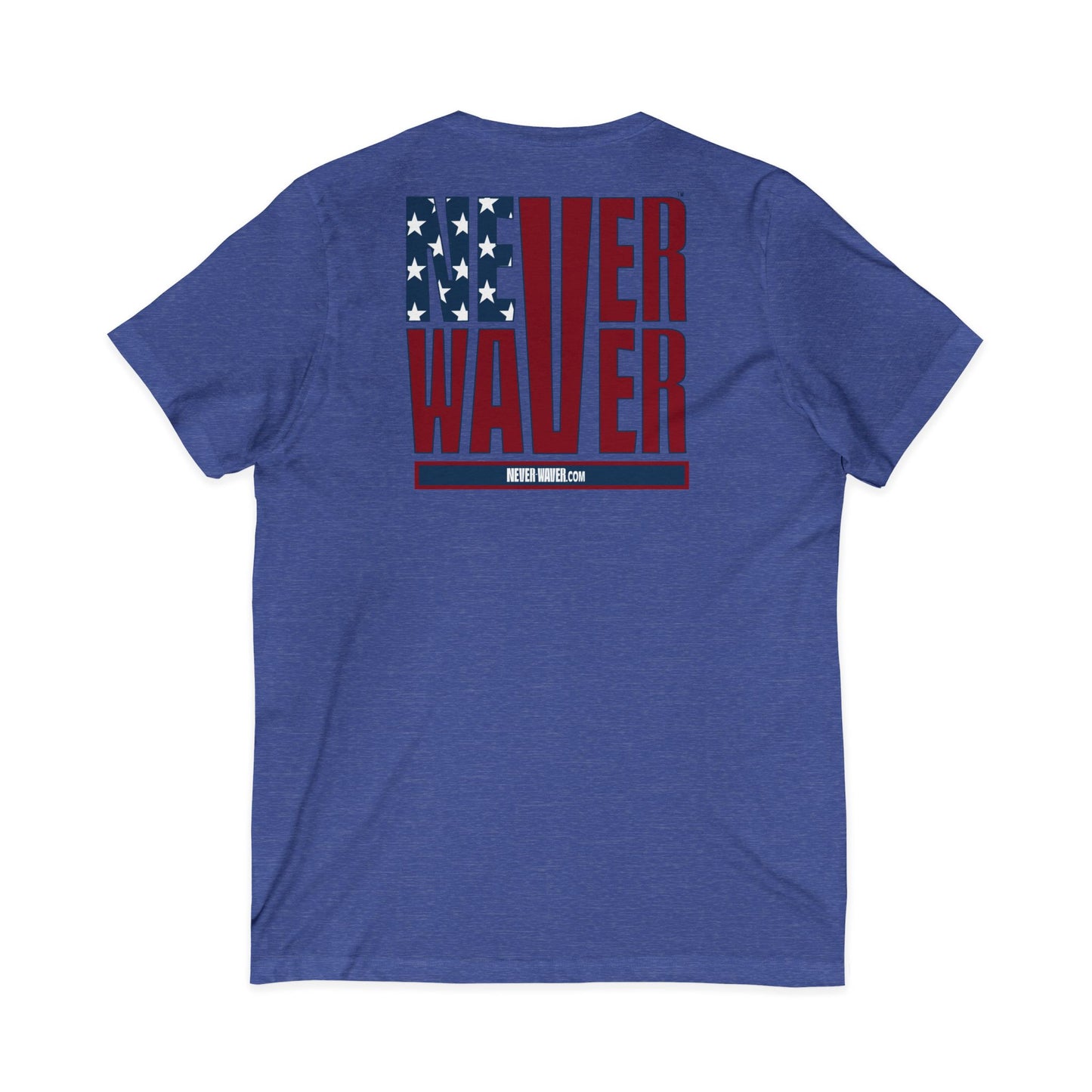 Never Waver Stylized Flag Design Unisex Jersey Short Sleeve V-Neck Tee
