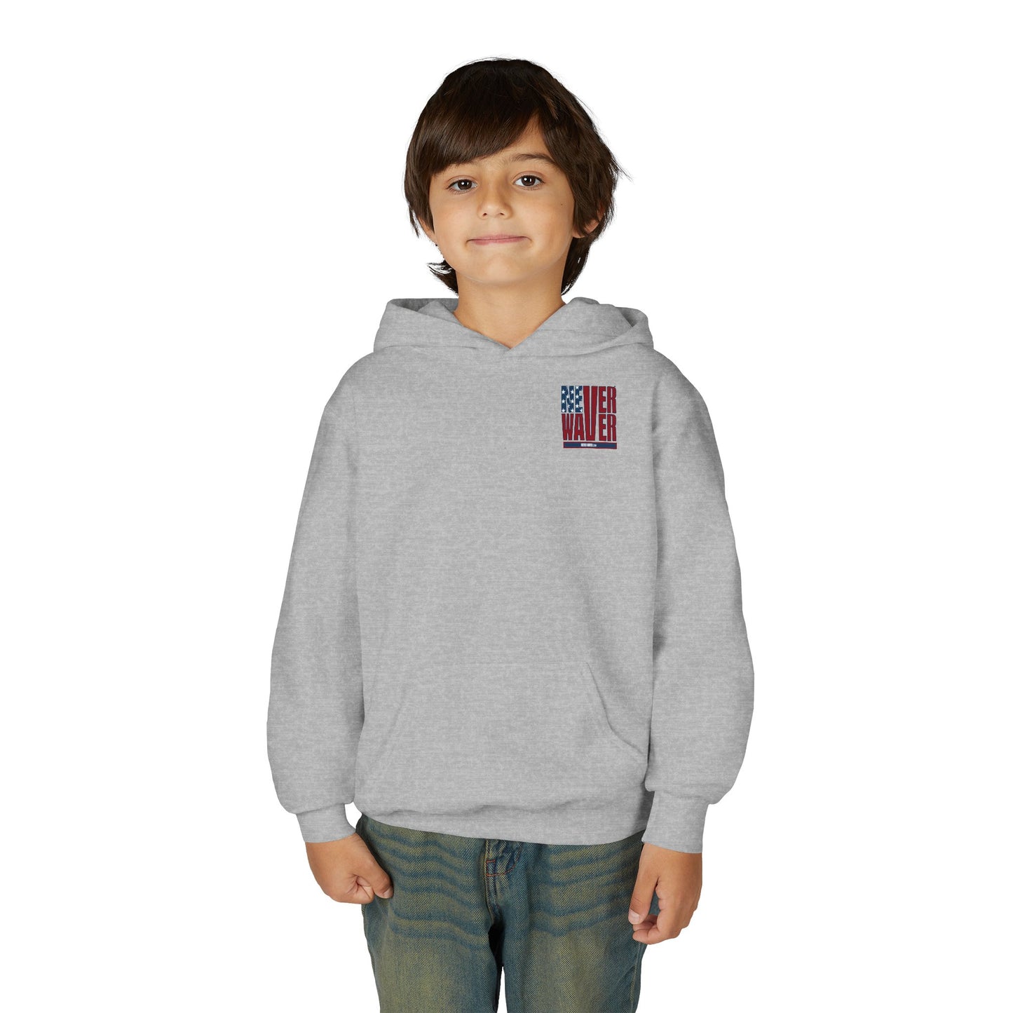"Never Waver Golf American Flag" Hoodie for Young Golfers