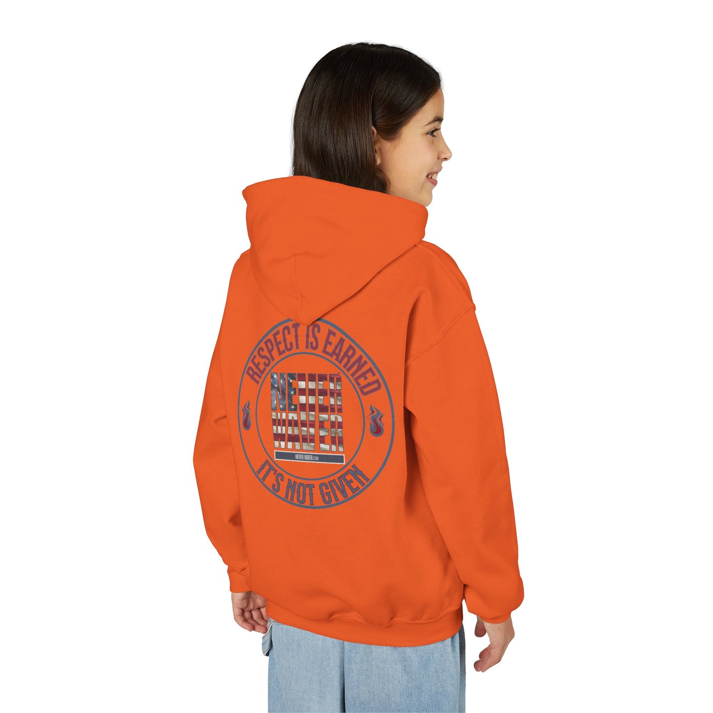 Youth Heavy Blend Hoodie - "Respect is Earned Never Waver It's Not Given" Motivational Sweatshirt