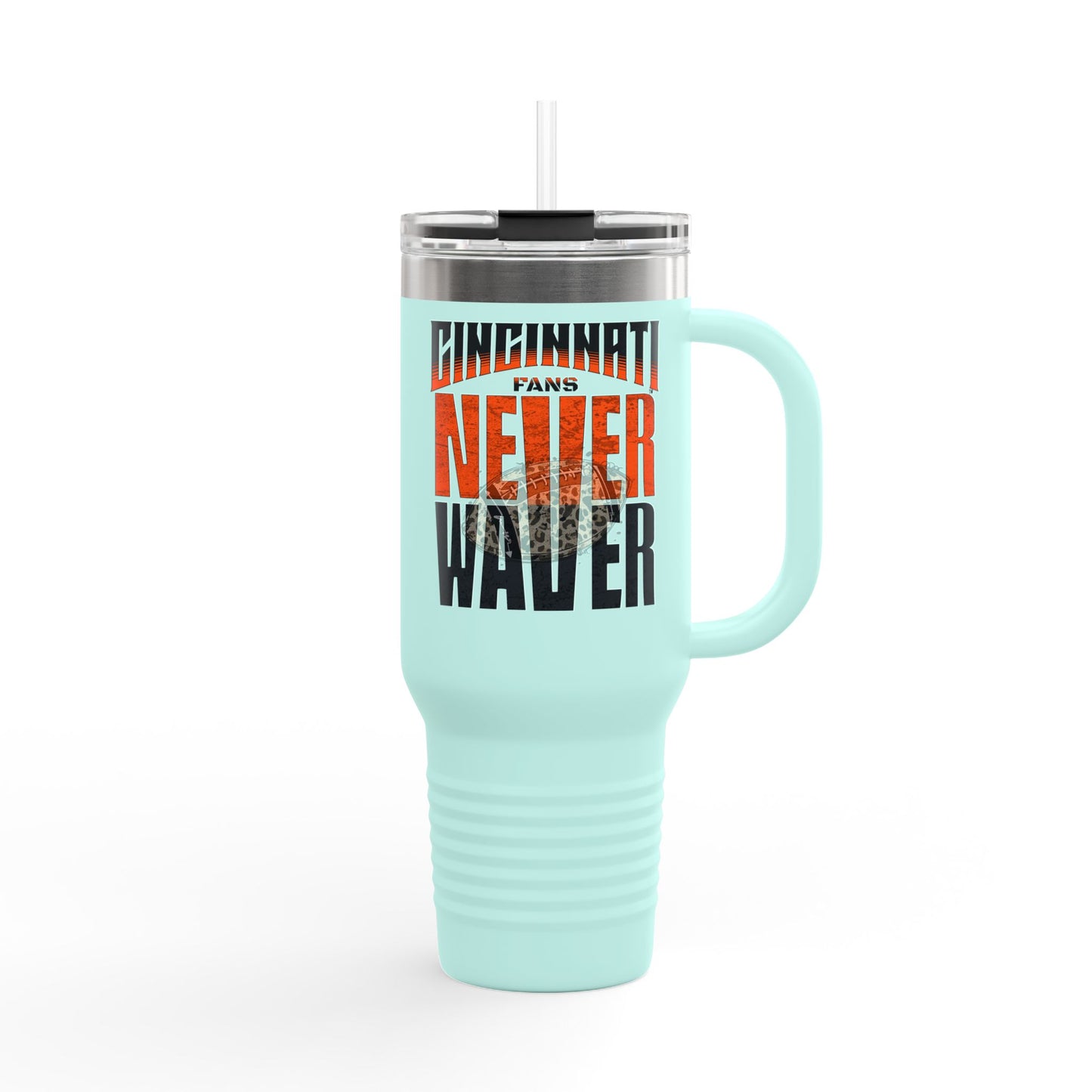 Cincinnati Fans Never Waver W-Leopard Football Insulated Travel Mug, 40oz