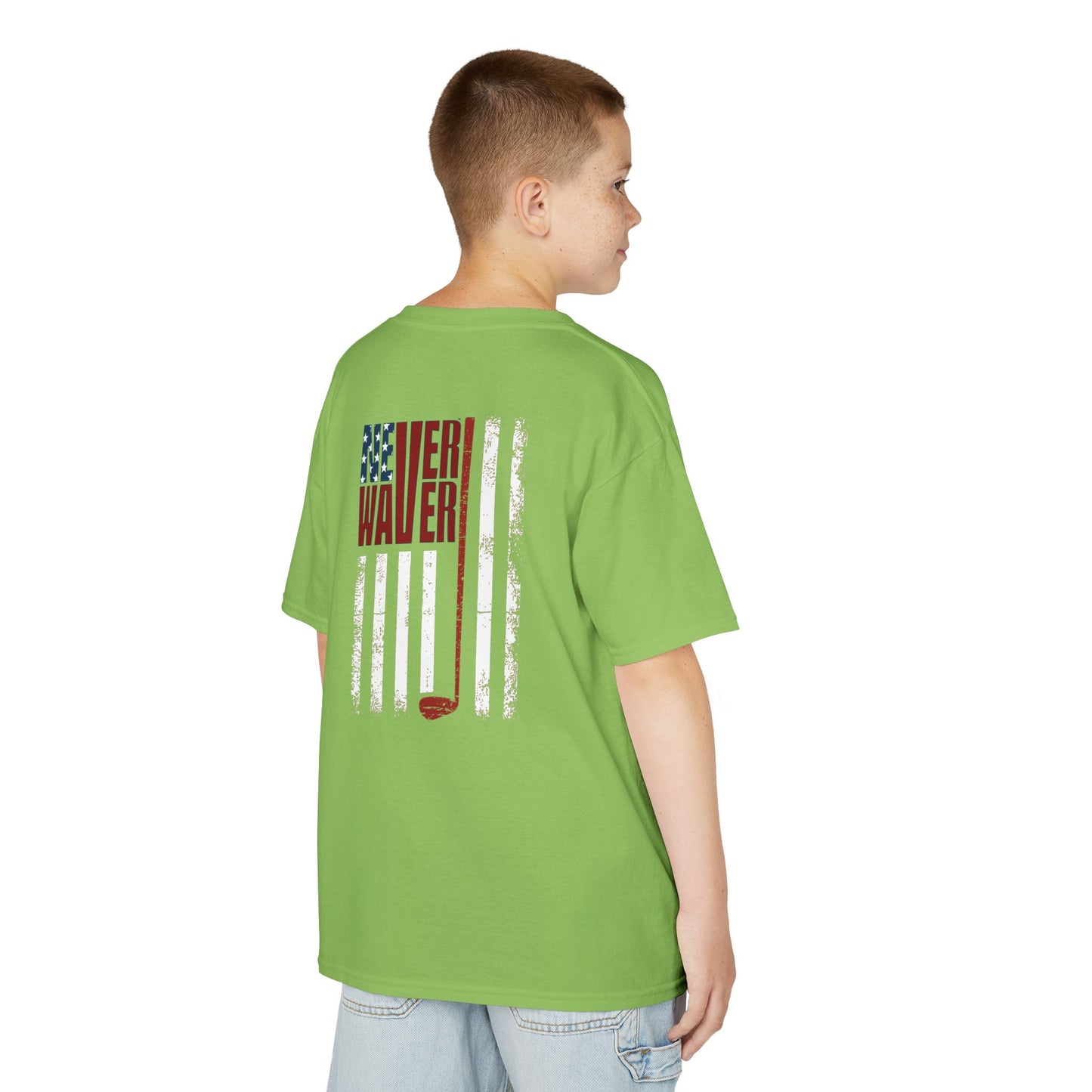 Never Waver American Flag with Golf Club Kids Golf Tee