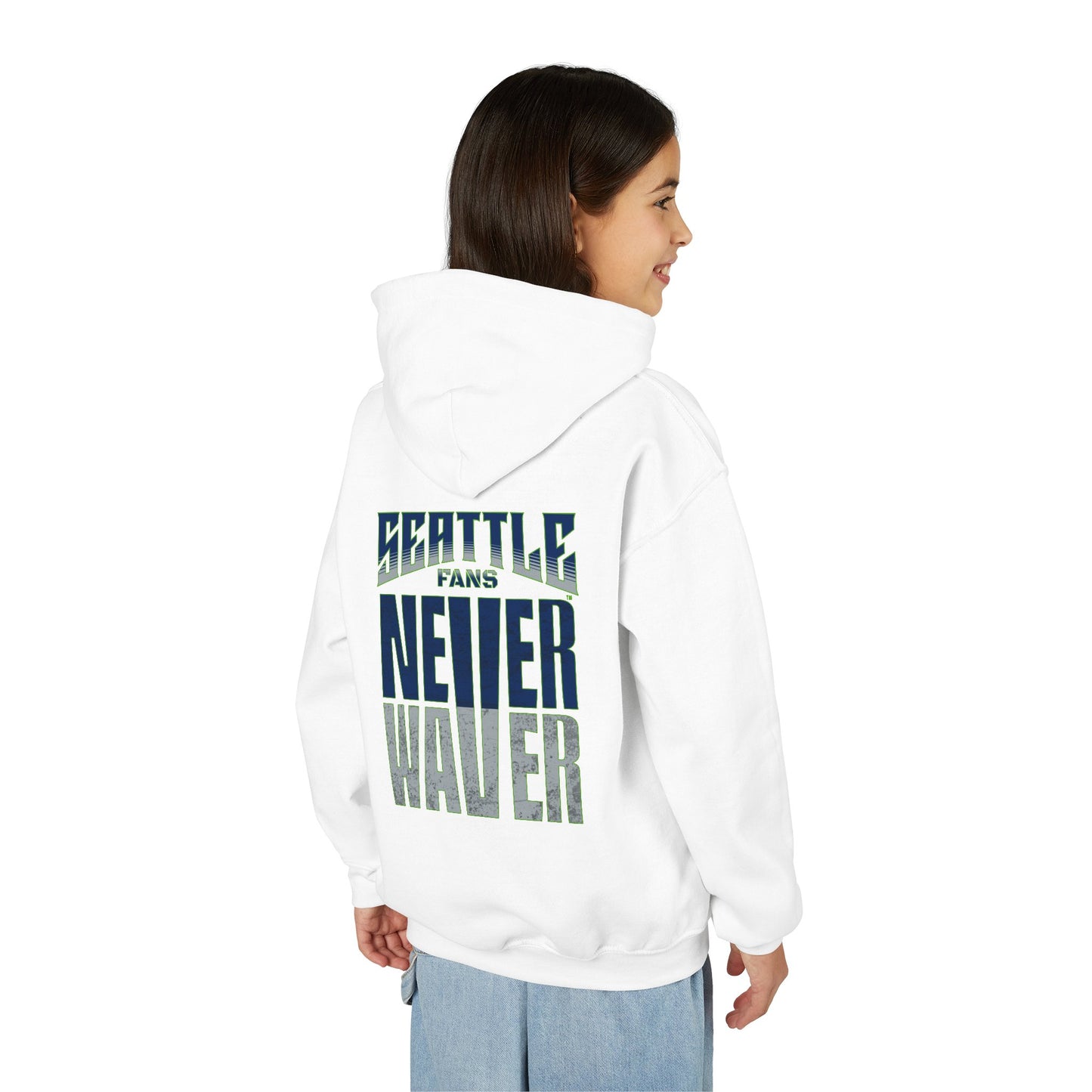 Seattle Fans Never Waver Youth Heavy Blend Hooded Sweatshirt