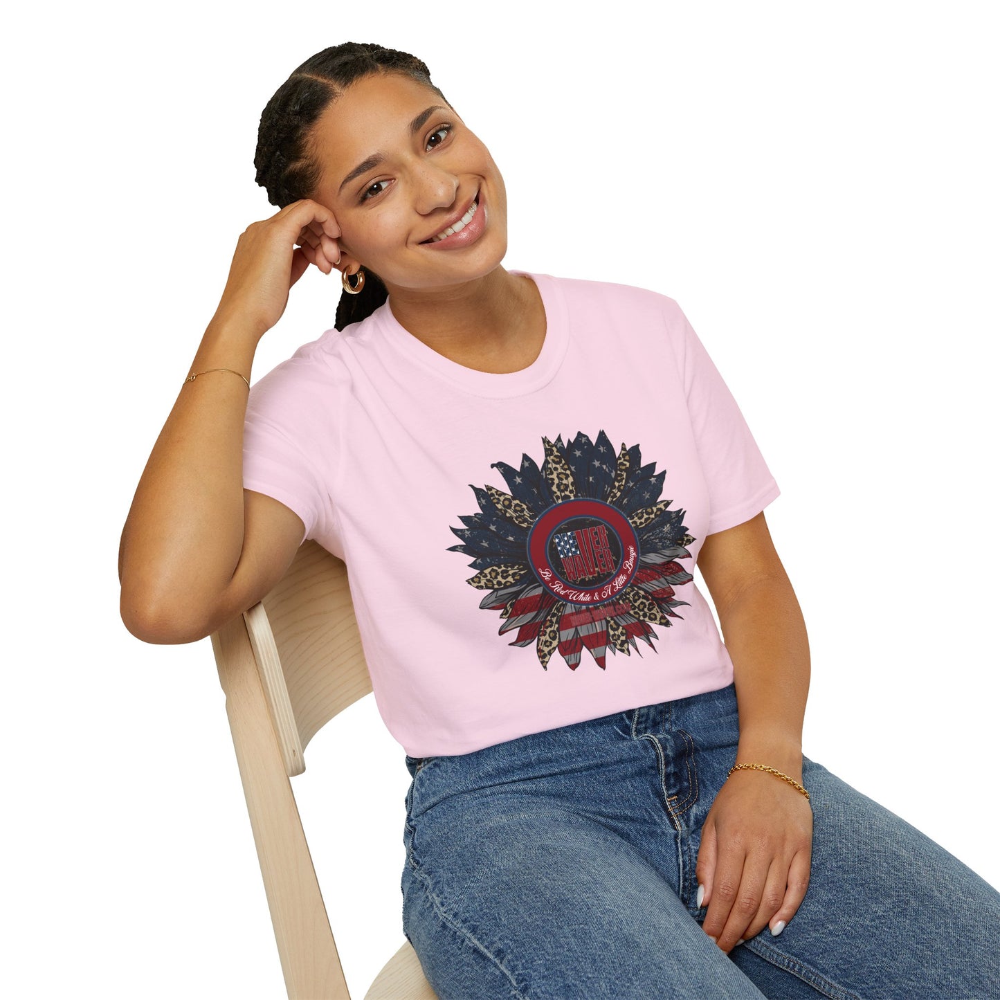 Never Waver Be Red White & a Little Bougie Unisex Softstyle T-Shirt