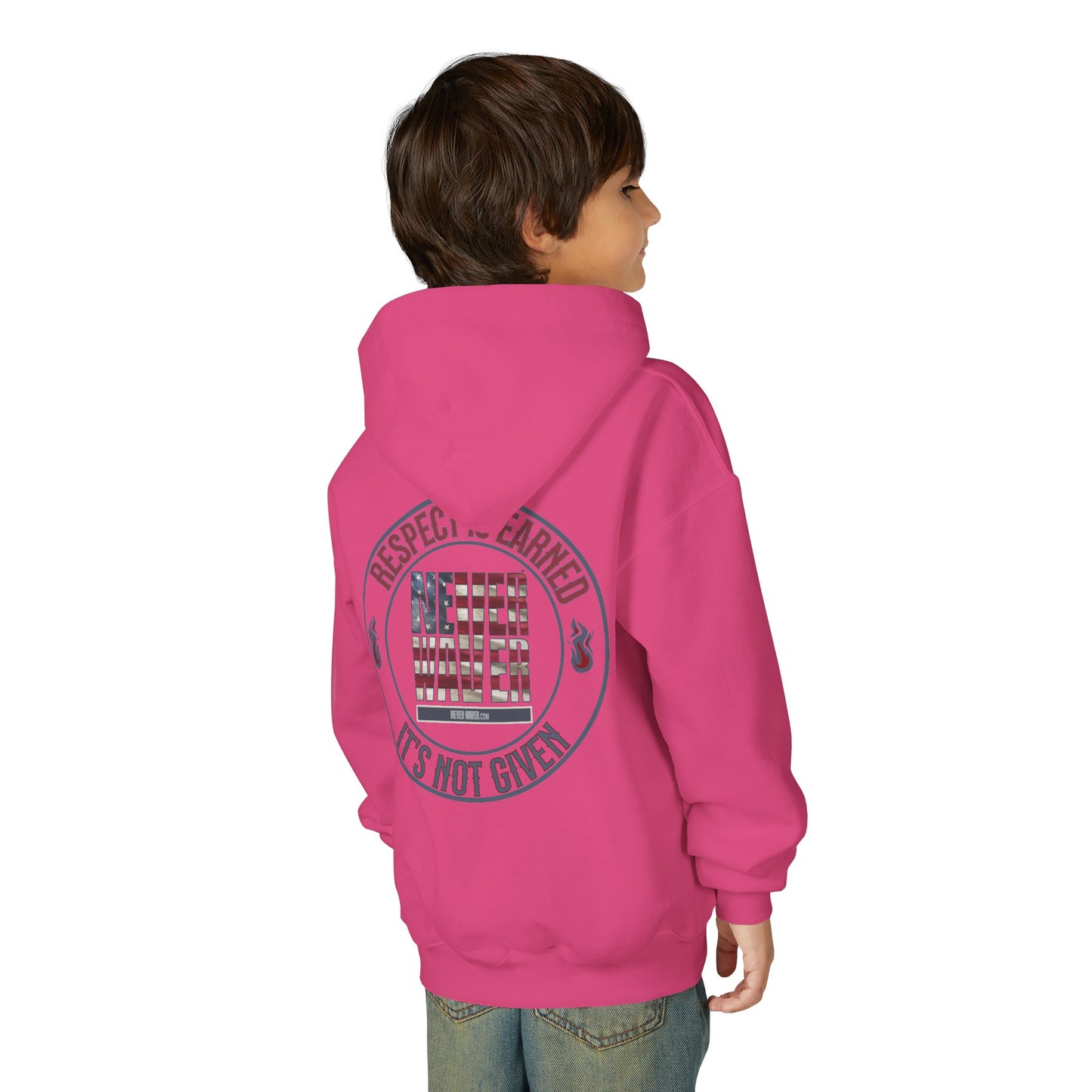 Youth Heavy Blend Hoodie - "Respect is Earned Never Waver It's Not Given" Motivational Sweatshirt