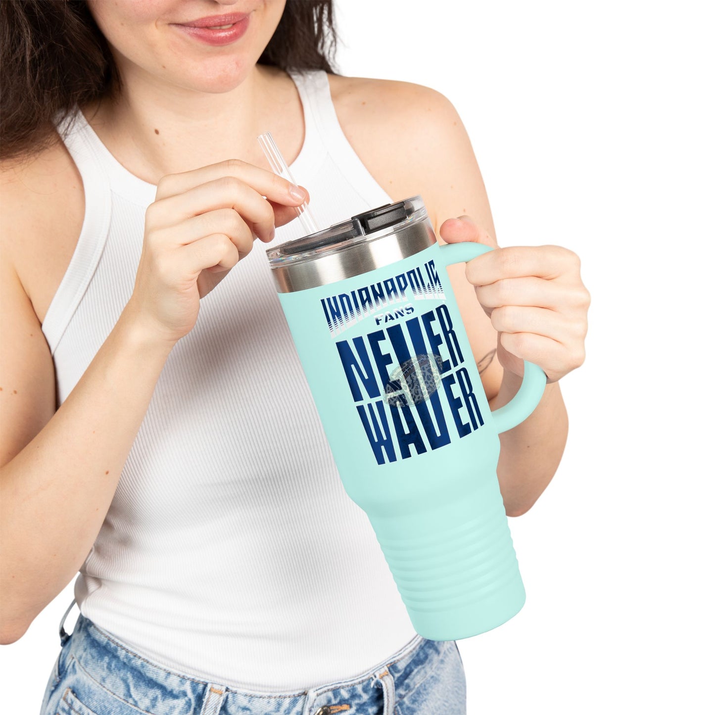Indianapolis Fans Never Waver W-Leopard Football Insulated Travel Mug, 40oz