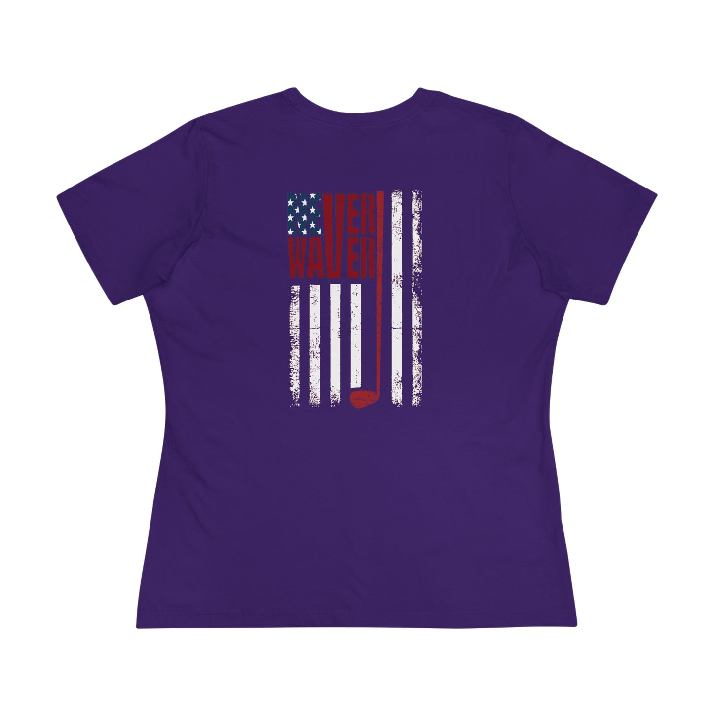 Never Waver American Flag with Golf Club Women's Cotton Tee