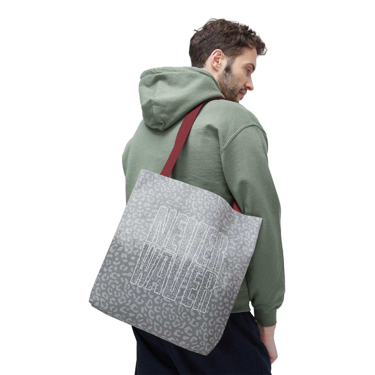 Never Waver Mamma Gray Leopard Tote Bag (AOP)