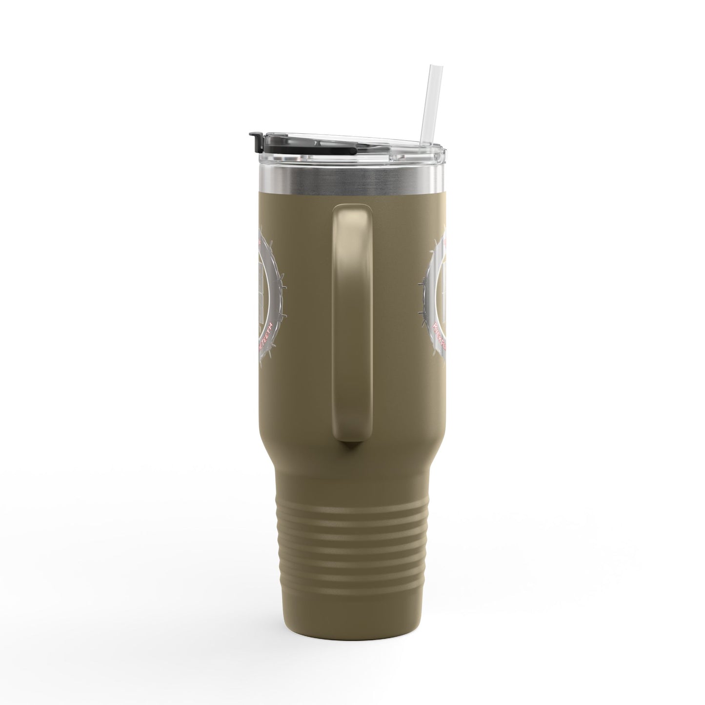 Never Waver 40oz Insulated Travel Mug — "Kick Fear in the Teeth"